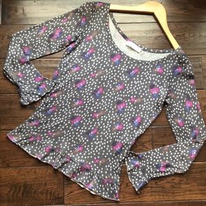 Nicole Farhi cashmere silk floral ruffle knit